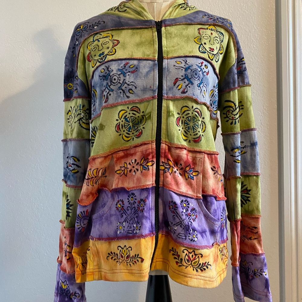 Y2K Vintage Boho Hippie Hoodie Sweatshirt Medium